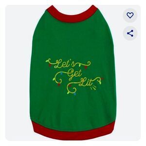 Dog Christmas Holiday Green Shirt Lets Get Lit Sz M/L